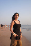 Aditi Singh in a Bindee Black tank top kurti at the beach