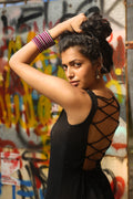CATERPILLAR Kurti - Black Backless criss-cross Long kurti