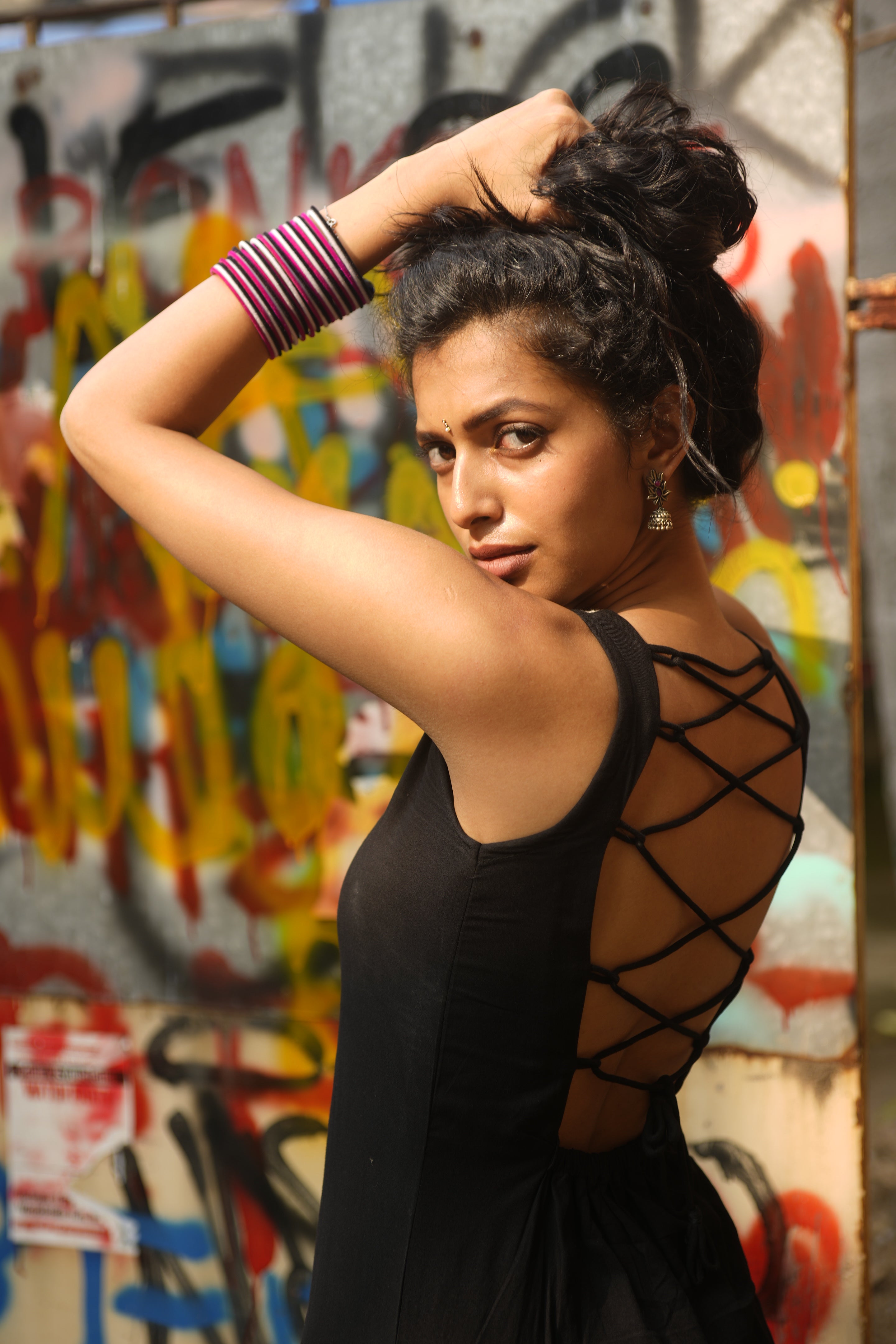 CATERPILLAR Kurti - Black Backless criss-cross Long kurti