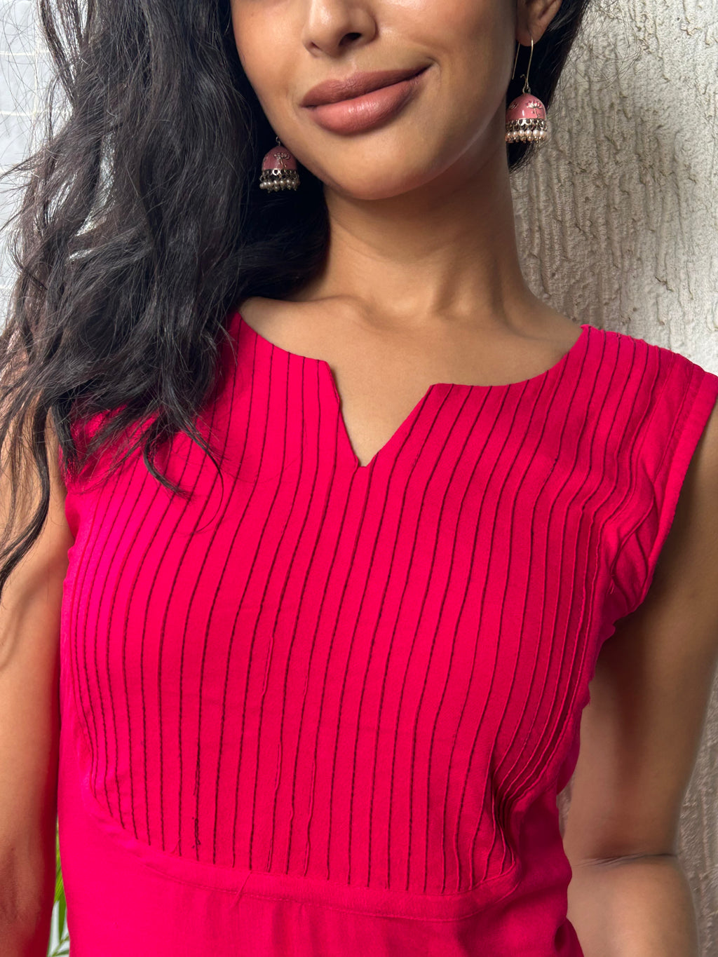 QUEEN Kurti - medium length modest RANI PINK corset kurti