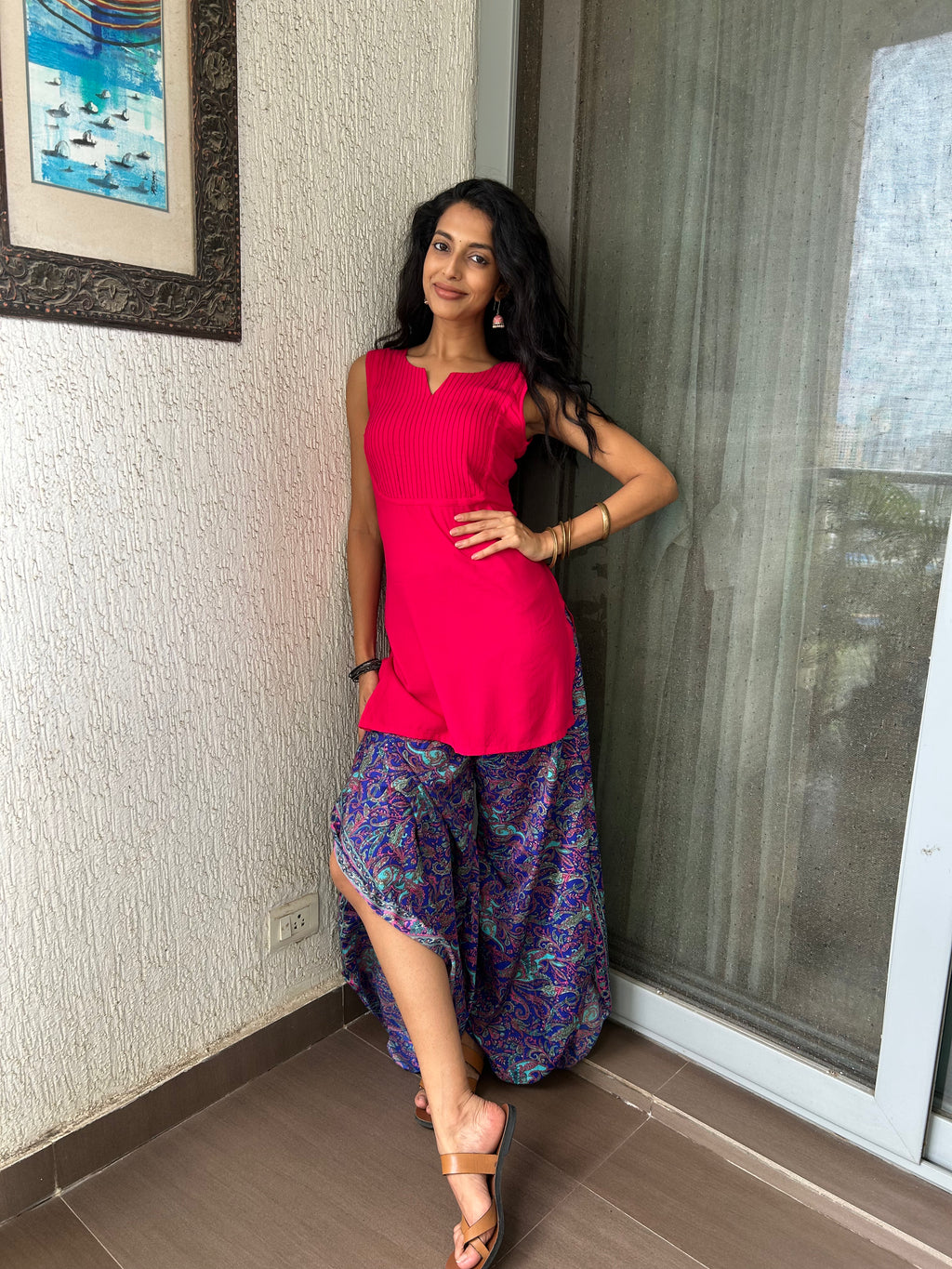QUEEN Kurti - medium length modest RANI PINK corset kurti