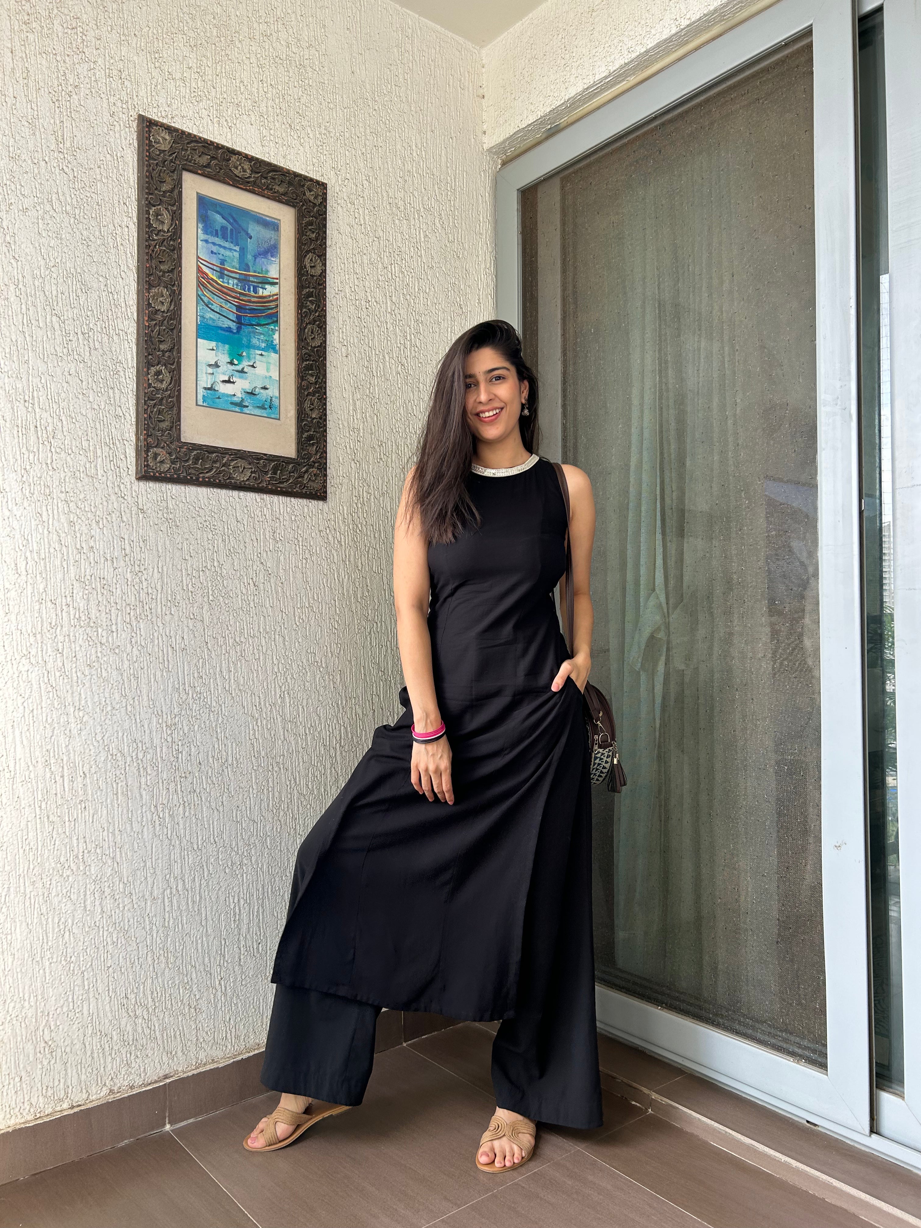 CATERPILLAR Kurti - Black Backless criss-cross Long kurti