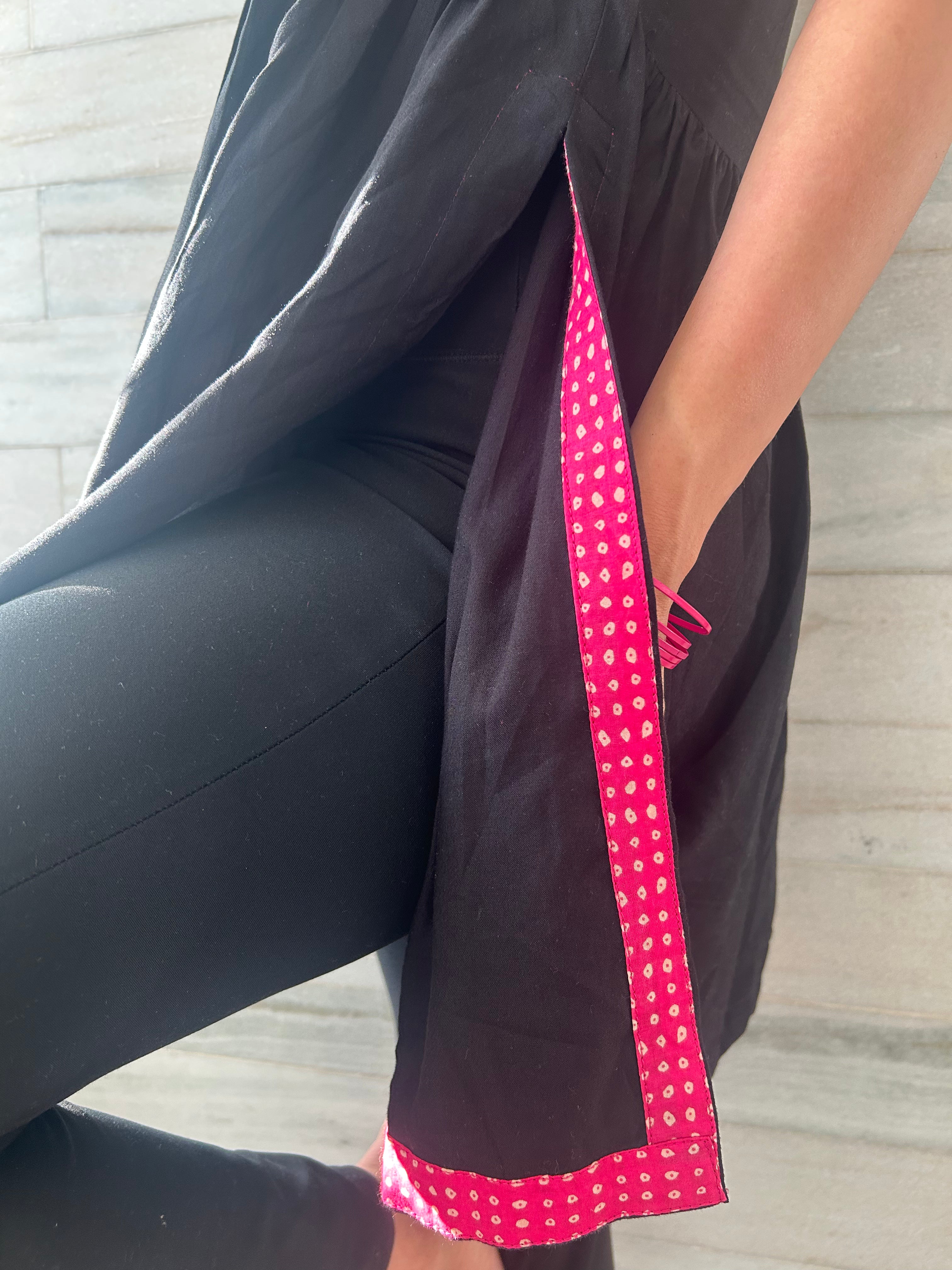 KAADHA COLA- BLACK Halterneck Kurti