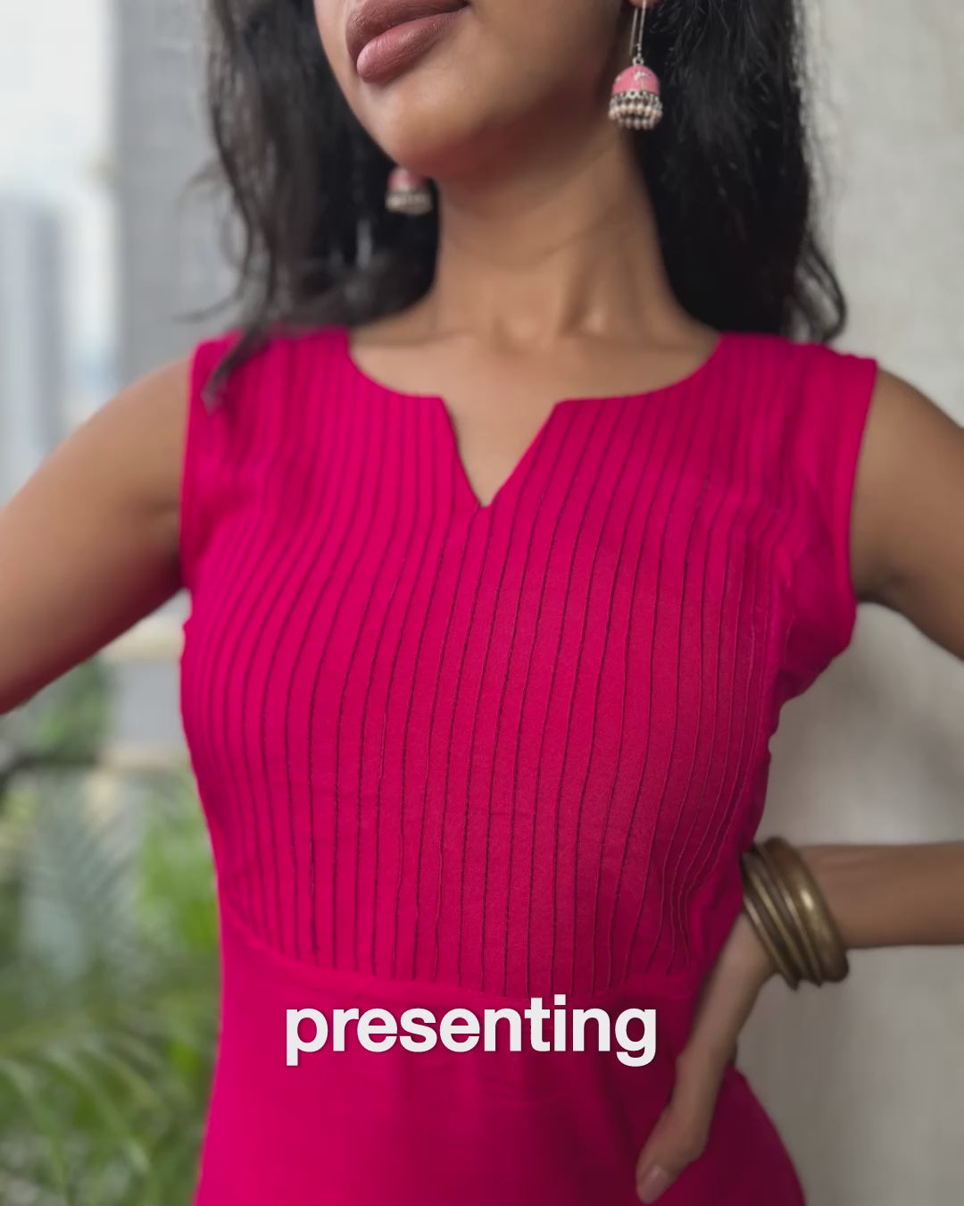 QUEEN Kurti - medium length modest RANI PINK corset kurti